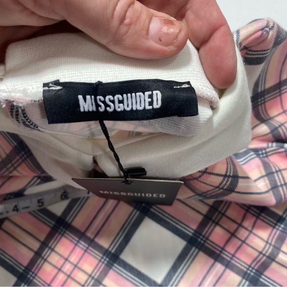 Missguided Pink & White Plaid Checkered Peter Pan Collar School Girl Dress NWT 4 - Picture 8 of 11